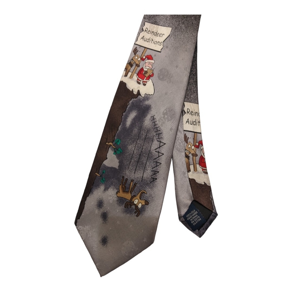 Christmas Funny Men's Tie Hand Made 💯% Silk 57Inches long John Ashford Brand